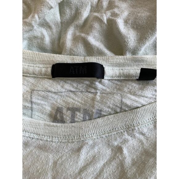 ATM Women's Long Sleeve Destroyed Slub Jersey T-Shirt Sage Green Size Medium - Picture 3 of 6